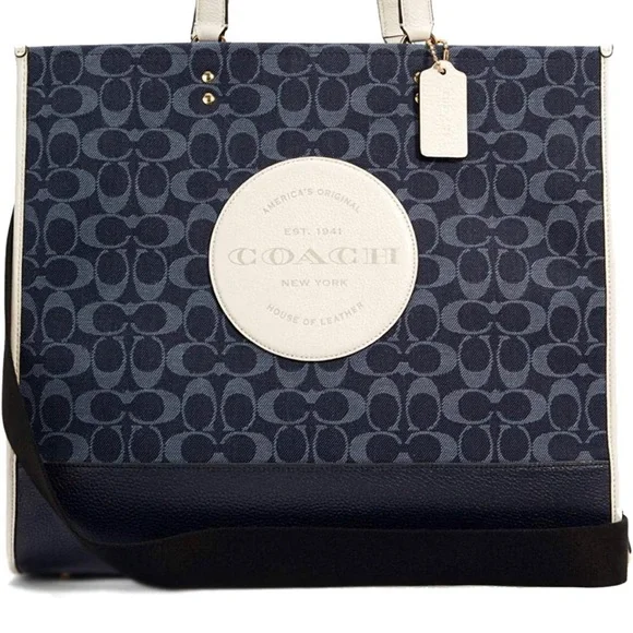 Dempsey Tote 40 In Signature Denim With Coach Patch
